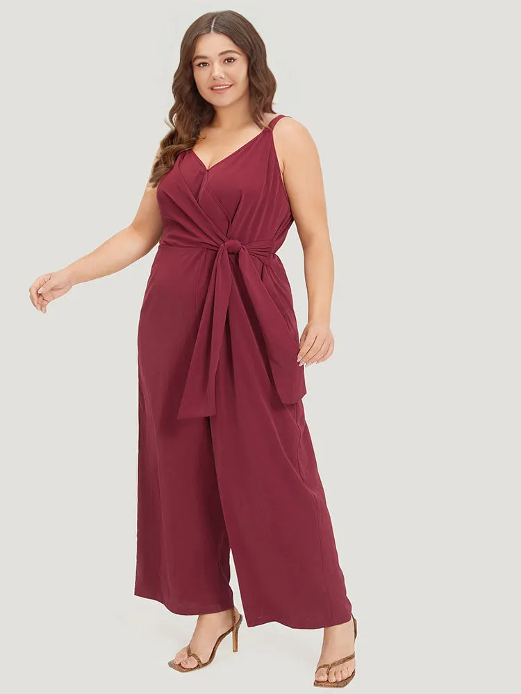 Plain Surplice Neck Twist Front Cami Jumpsuit sold by Bloomchic product image thumbnail 4