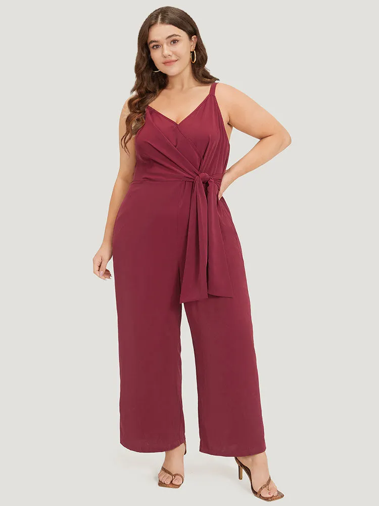 Plain Surplice Neck Twist Front Cami Jumpsuit sold by Bloomchic product image thumbnail 2