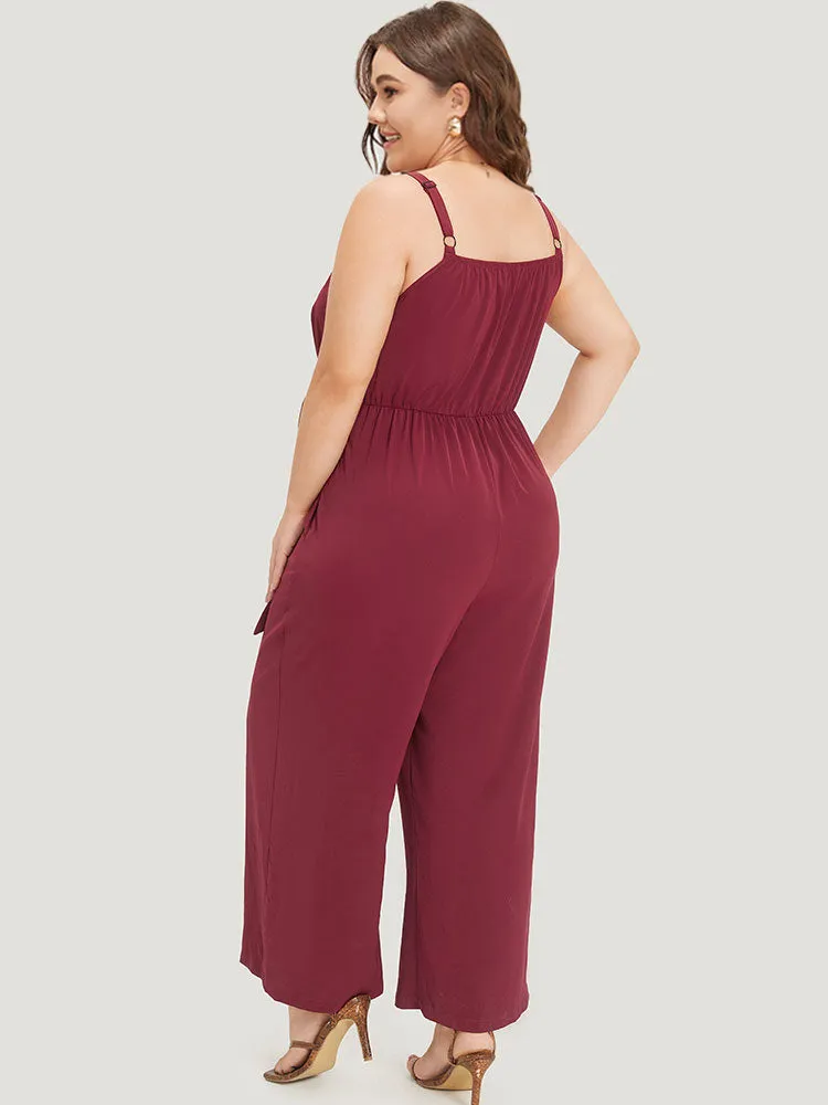 Plain Surplice Neck Twist Front Cami Jumpsuit sold by Bloomchic product image thumbnail 5