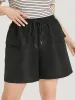Plain Flap Pocket Drawstring Shorts sold by Bloomchic
