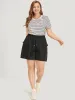 Plain Flap Pocket Drawstring Shorts sold by Bloomchic