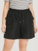 Plain Flap Pocket Drawstring Shorts sold by Bloomchic