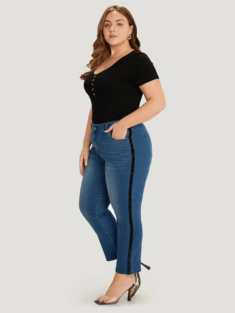 Glitter Patchwork High Rise Very Stretchy Jeans sold by Bloomchic product image thumbnail 2