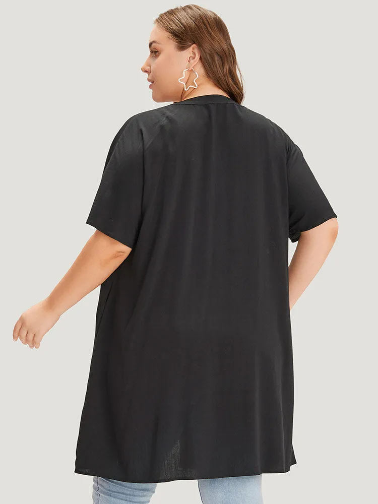 Supersoft Essentials Plain Button Through Dolman Sleeve Ruffle Hem Kimono sold by Bloomchic product image thumbnail 2