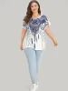 Boho Print Batwing Sleeve Crew Neck T-shirt sold by Bloomchic