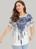Boho Print Batwing Sleeve Crew Neck T-shirt sold by Bloomchic