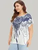 Boho Print Batwing Sleeve Crew Neck T-shirt sold by Bloomchic