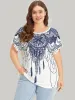 Boho Print Batwing Sleeve Crew Neck T-shirt sold by Bloomchic