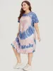 Heart Print Tie Dye Pocket Contrast Dress sold by Bloomchic