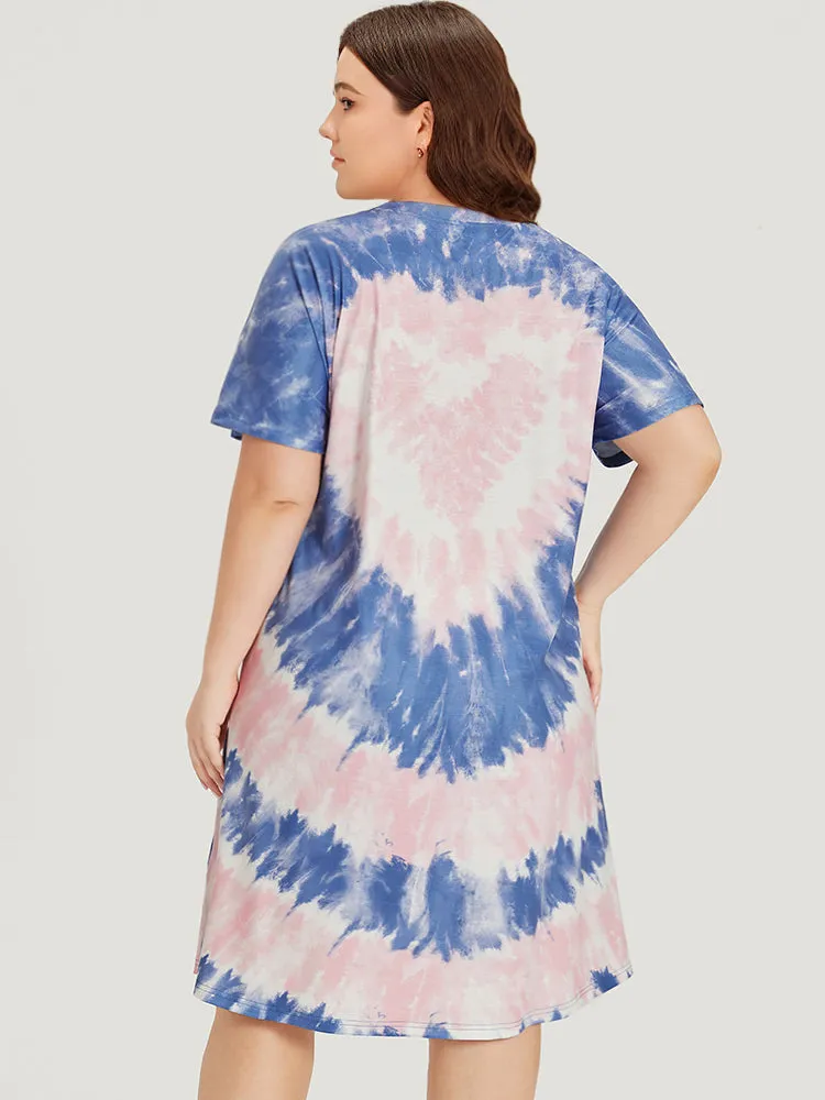 Heart Print Tie Dye Pocket Contrast Dress sold by Bloomchic product image thumbnail 5