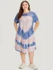 Heart Print Tie Dye Pocket Contrast Dress sold by Bloomchic