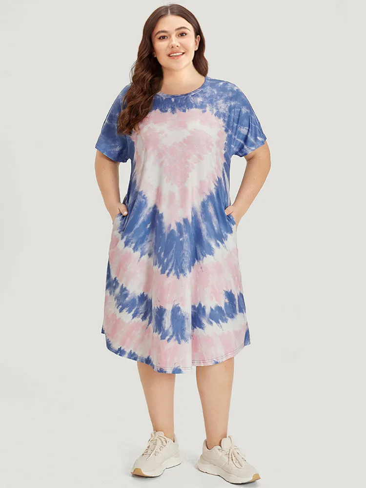 Heart Print Tie Dye Pocket Contrast Dress sold by Bloomchic product image thumbnail 2