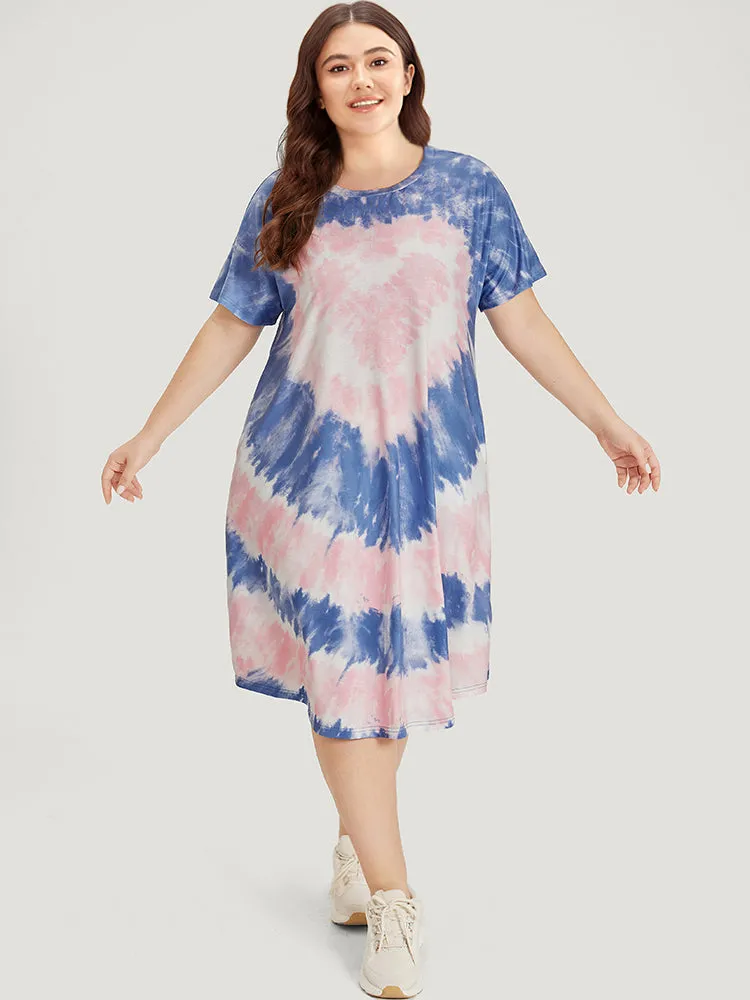 Heart Print Tie Dye Pocket Contrast Dress sold by Bloomchic product image thumbnail 3