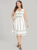 Striped Pocket Button Detail Ruffle Elastic Waist Dress sold by Bloomchic