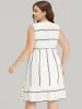 Striped Pocket Button Detail Ruffle Elastic Waist Dress sold by Bloomchic