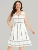 Striped Pocket Button Detail Ruffle Elastic Waist Dress sold by Bloomchic