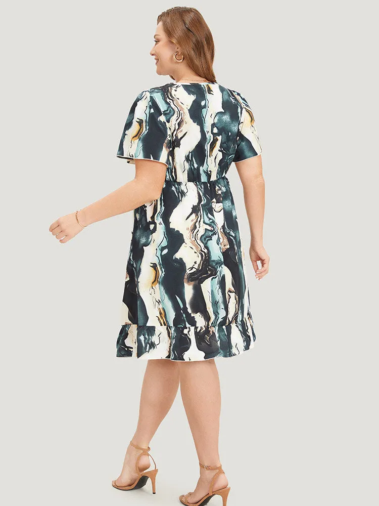 Water Ripple Print Ruffles Pocket Guipure Lace Dress sold by Bloomchic product image thumbnail 5