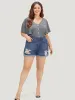 Plain Button Detail Flutter Sleeve Bodysuit sold by Bloomchic