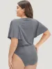 Plain Button Detail Flutter Sleeve Bodysuit sold by Bloomchic