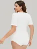 Plain Notched Regular Sleeve Bodysuit sold by Bloomchic