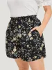 Floral Knot Shirred Pocket Paperbag Waist Shorts sold by Bloomchic