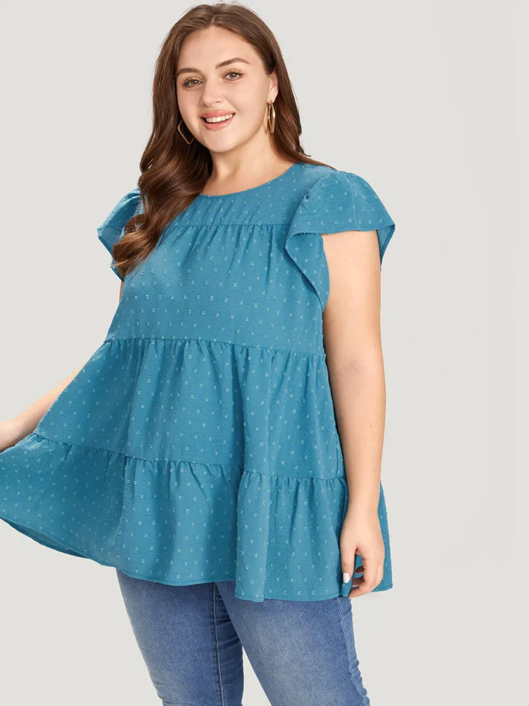 Polka Dot Layered Flutter Cap Sleeve Blouse sold by Bloomchic product image thumbnail 4
