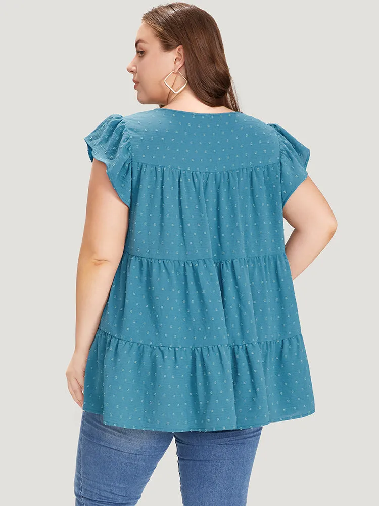 Polka Dot Layered Flutter Cap Sleeve Blouse sold by Bloomchic product image thumbnail 3