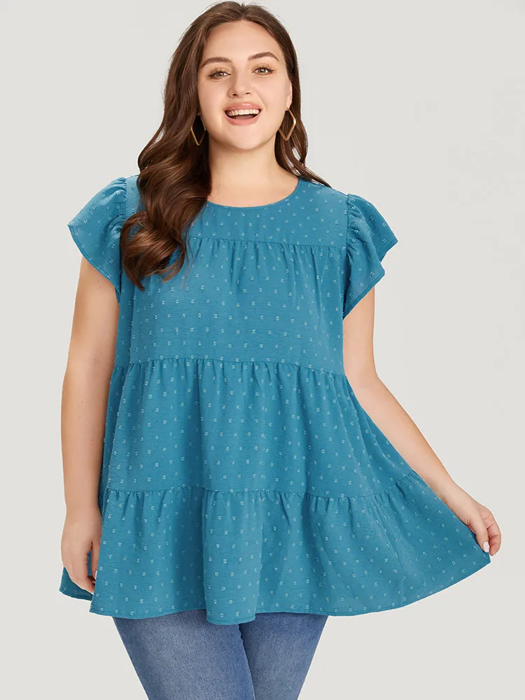Polka Dot Layered Flutter Cap Sleeve Blouse sold by Bloomchic product image thumbnail 5