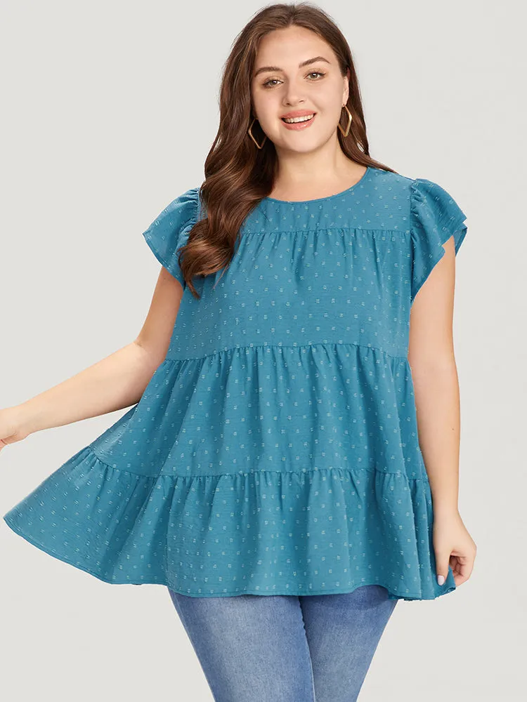 Polka Dot Layered Flutter Cap Sleeve Blouse sold by Bloomchic product image thumbnail 2