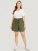 Solid Paperbag Waist Knot Front Belt Shorts sold by Bloomchic