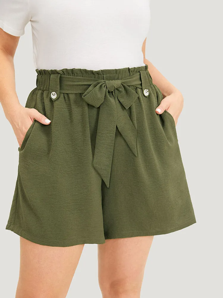 Solid Paperbag Waist Knot Front Belt Shorts sold by Bloomchic product image thumbnail 2