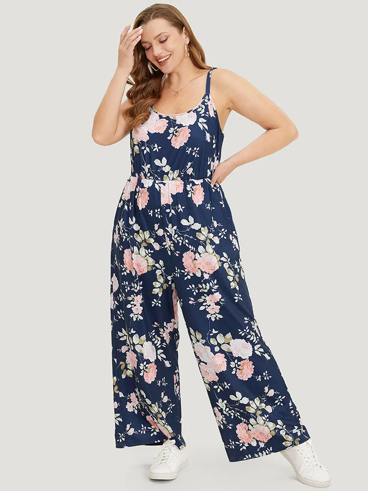 Floral Print Pocket Scoop Neck Cami Jumpsuit sold by Bloomchic