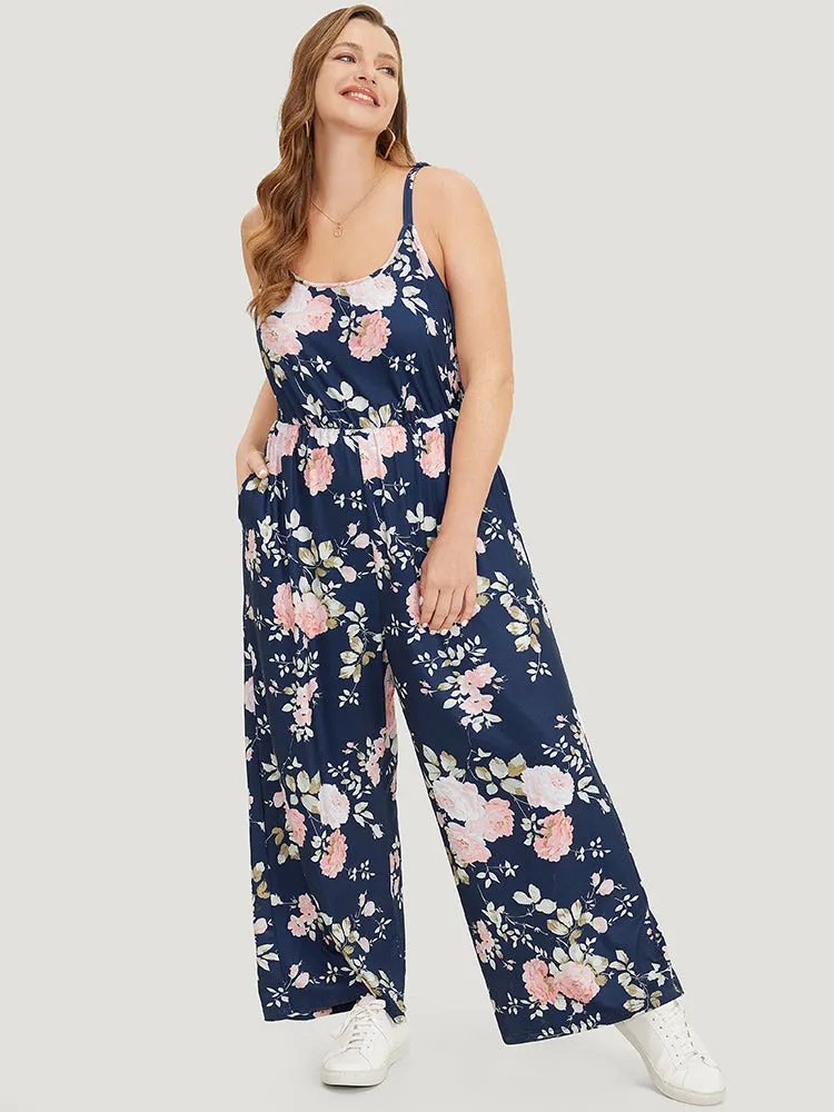 Floral Print Pocket Scoop Neck Cami Jumpsuit sold by Bloomchic product image thumbnail 5