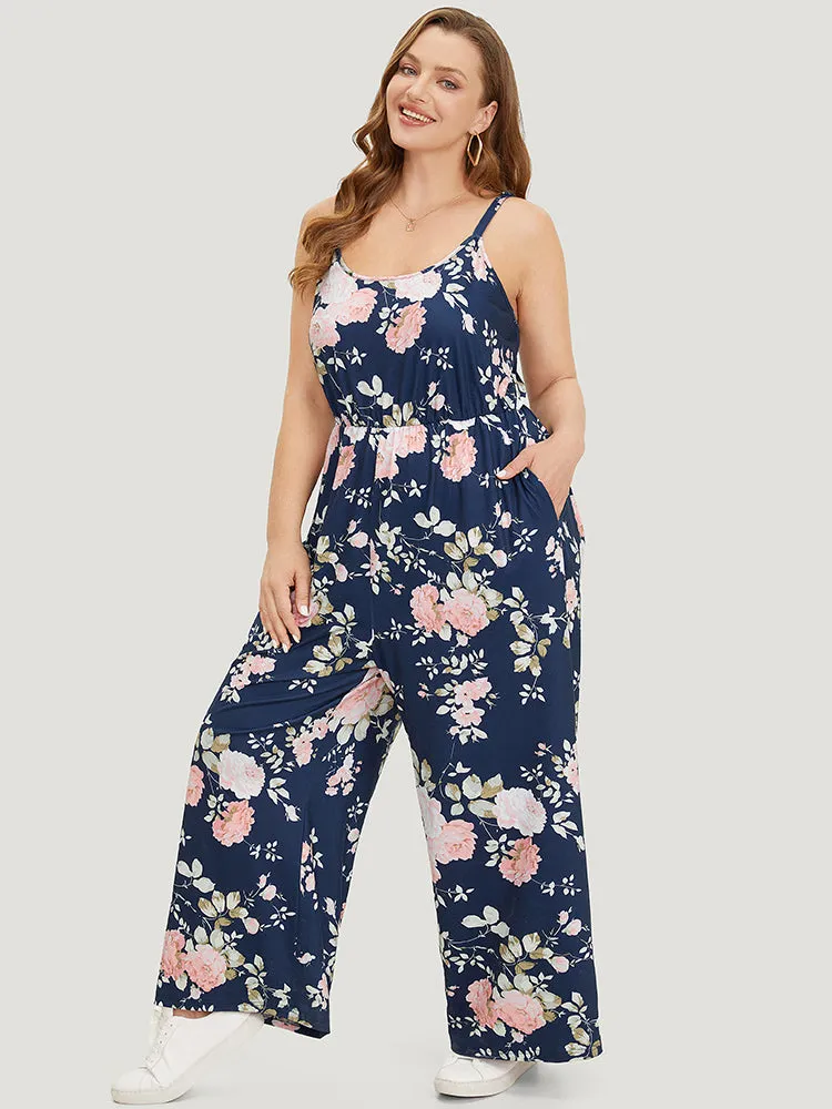 Floral Print Pocket Scoop Neck Cami Jumpsuit sold by Bloomchic product image thumbnail 4