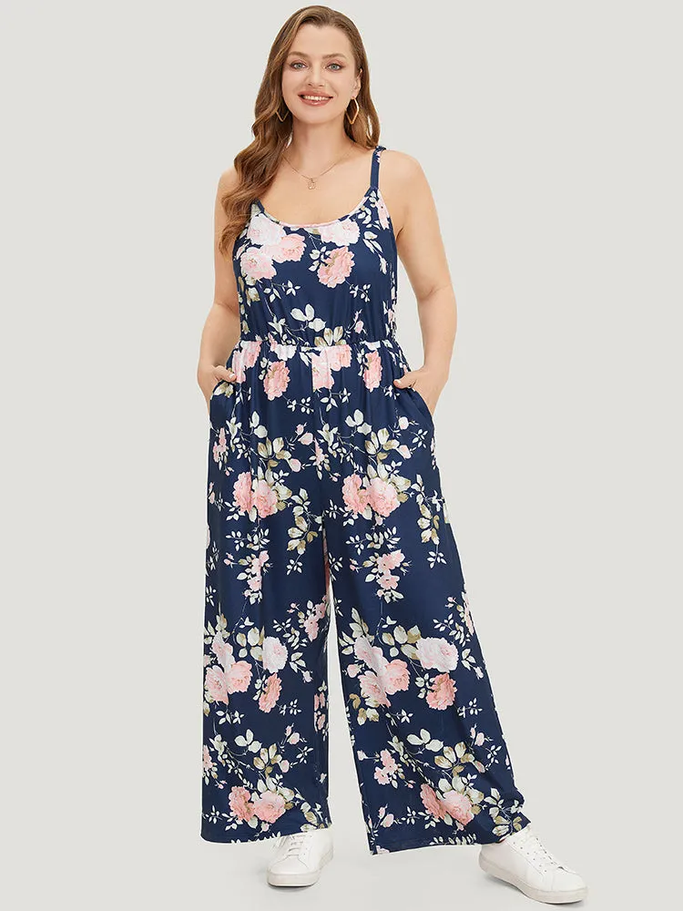 Floral Print Pocket Scoop Neck Cami Jumpsuit sold by Bloomchic product image thumbnail 2