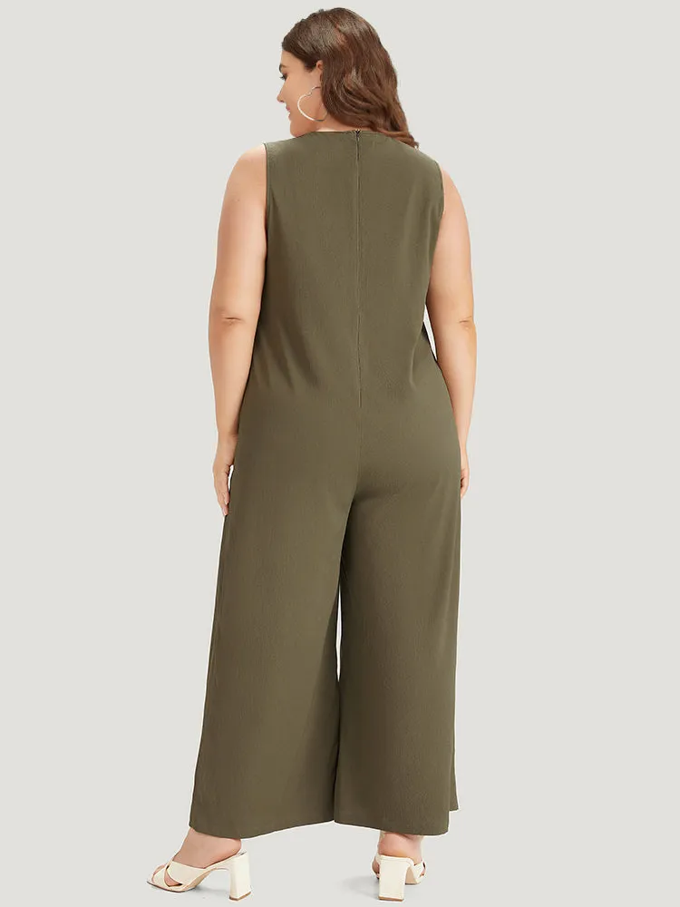 Plain Knot Neck Pocket Plicated Detail Tank Jumpsuit sold by Bloomchic product image thumbnail 5