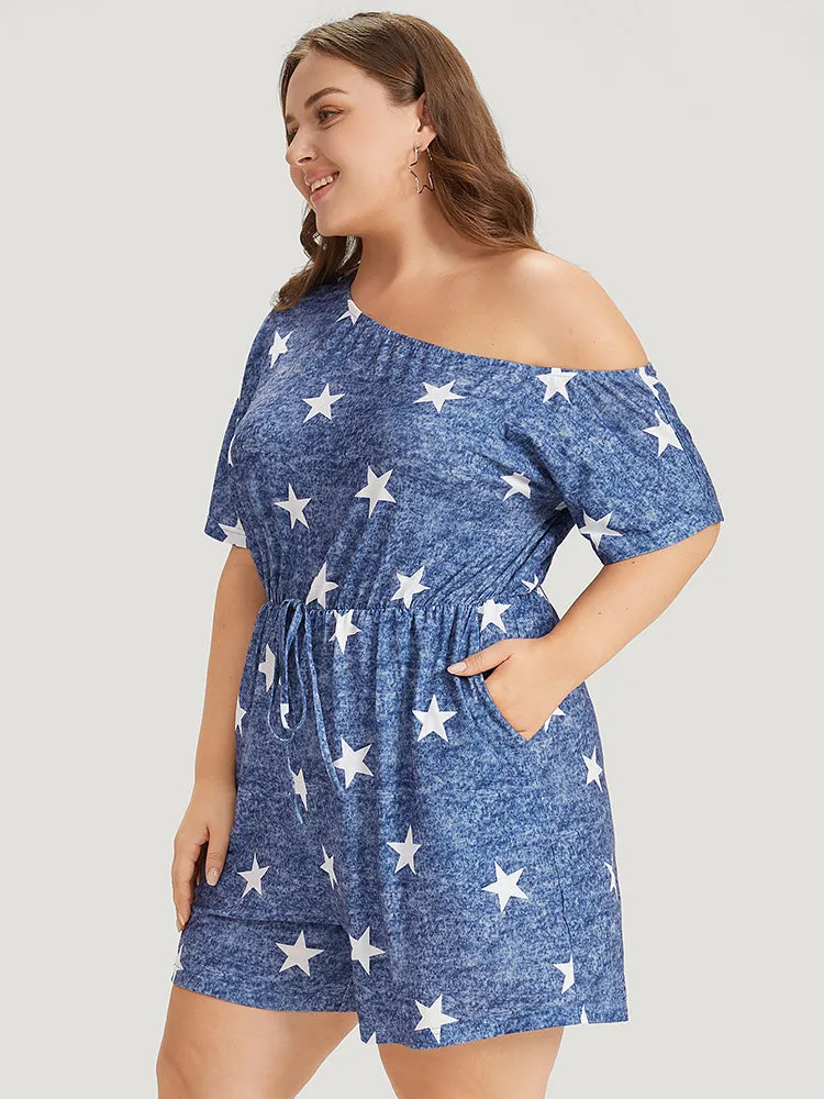 Star Print One Shoulder Bowknot Romper sold by Bloomchic product image thumbnail 5