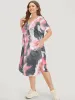Tie Dye Pocket V Neck Dolman Sleeve Dress sold by Bloomchic