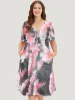 Tie Dye Pocket V Neck Dolman Sleeve Dress sold by Bloomchic