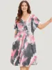 Tie Dye Pocket V Neck Dolman Sleeve Dress sold by Bloomchic
