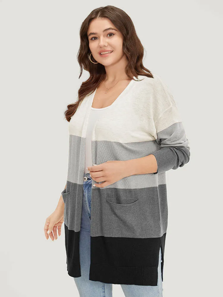 Supersoft Essentials Colorblock Contrast Pocket Split Side Cardigan sold by Bloomchic product image thumbnail 4