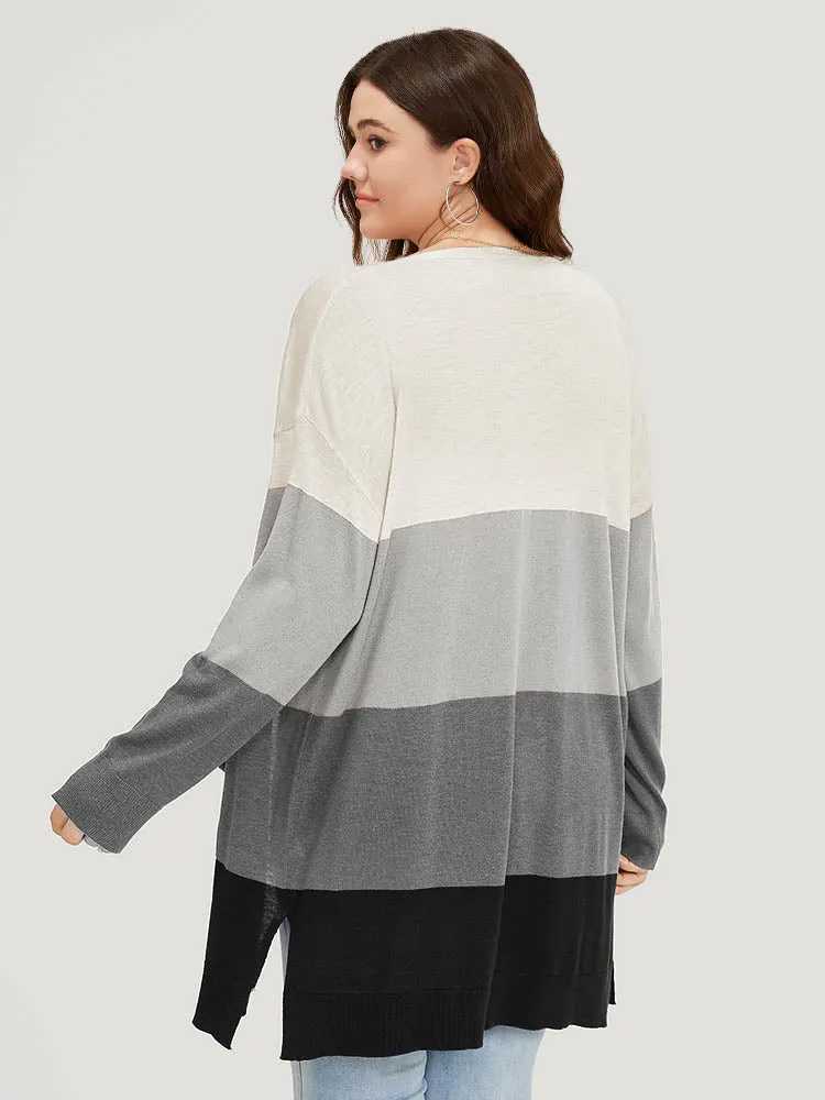 Supersoft Essentials Colorblock Contrast Pocket Split Side Cardigan sold by Bloomchic product image thumbnail 2
