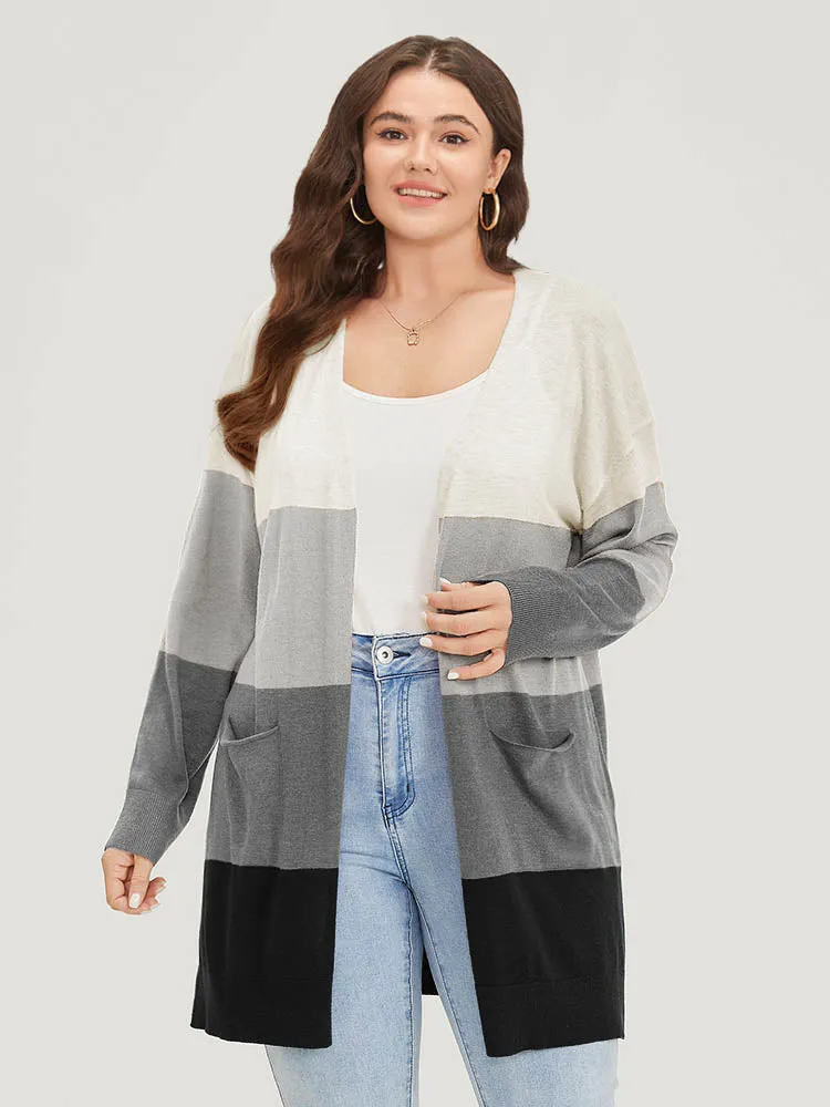 Supersoft Essentials Colorblock Contrast Pocket Split Side Cardigan sold by Bloomchic