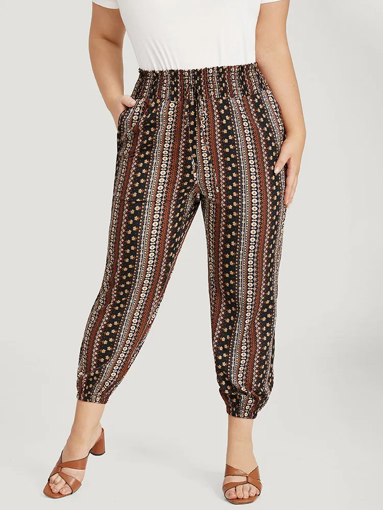 Bandana Print Pocket Shirred Ties Pants sold by Bloomchic