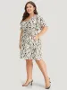 Leopard Print Belted Wrap Pocket Ruffle Sleeve Dress sold by Bloomchic