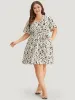Leopard Print Belted Wrap Pocket Ruffle Sleeve Dress sold by Bloomchic