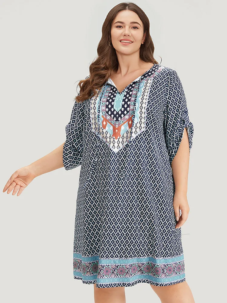 Bandana Print Pocket Button Knot Neck Dress sold by Bloomchic product image thumbnail 2