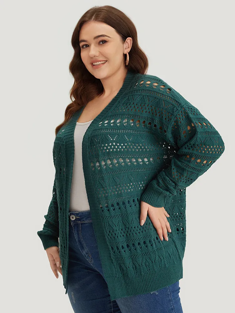 Geometric Eyelet Open Front Loose Cardigan sold by Bloomchic product image thumbnail 5