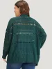Geometric Eyelet Open Front Loose Cardigan sold by Bloomchic