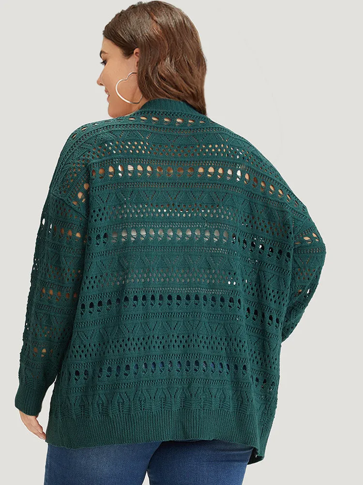 Geometric Eyelet Open Front Loose Cardigan sold by Bloomchic product image thumbnail 2